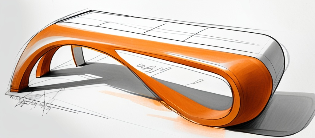 Curva — sketch render, bench form