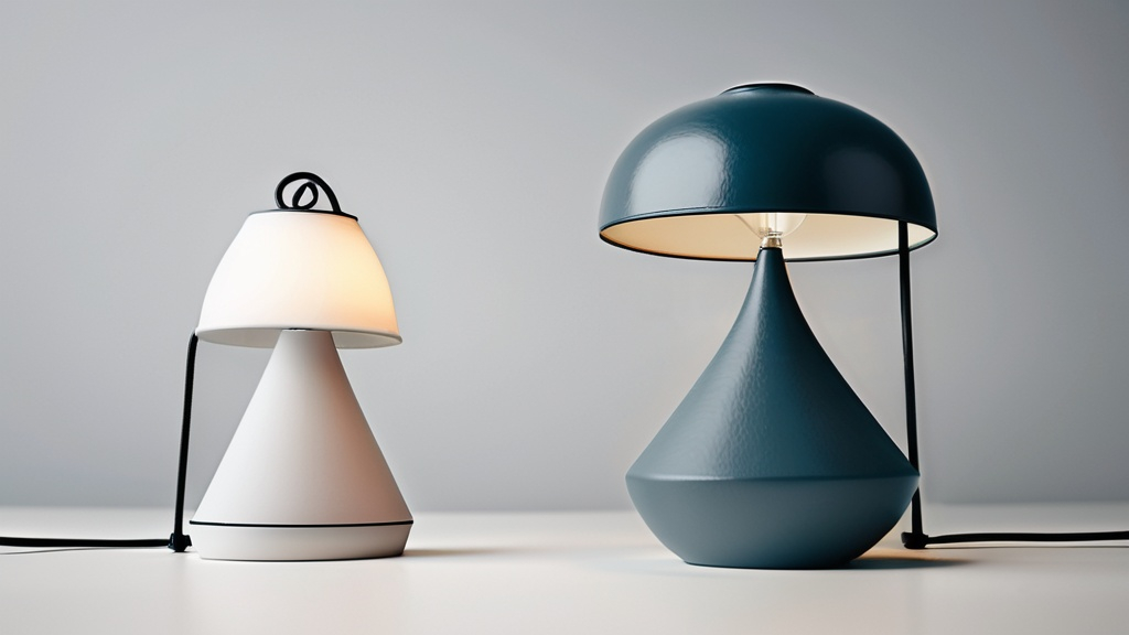 Nocturne and Monolith — two lamp renderings